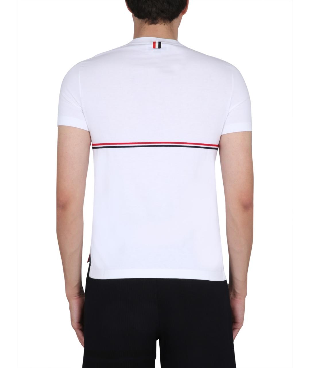THOM BROWNE Белая хлопковая футболка, фото 3