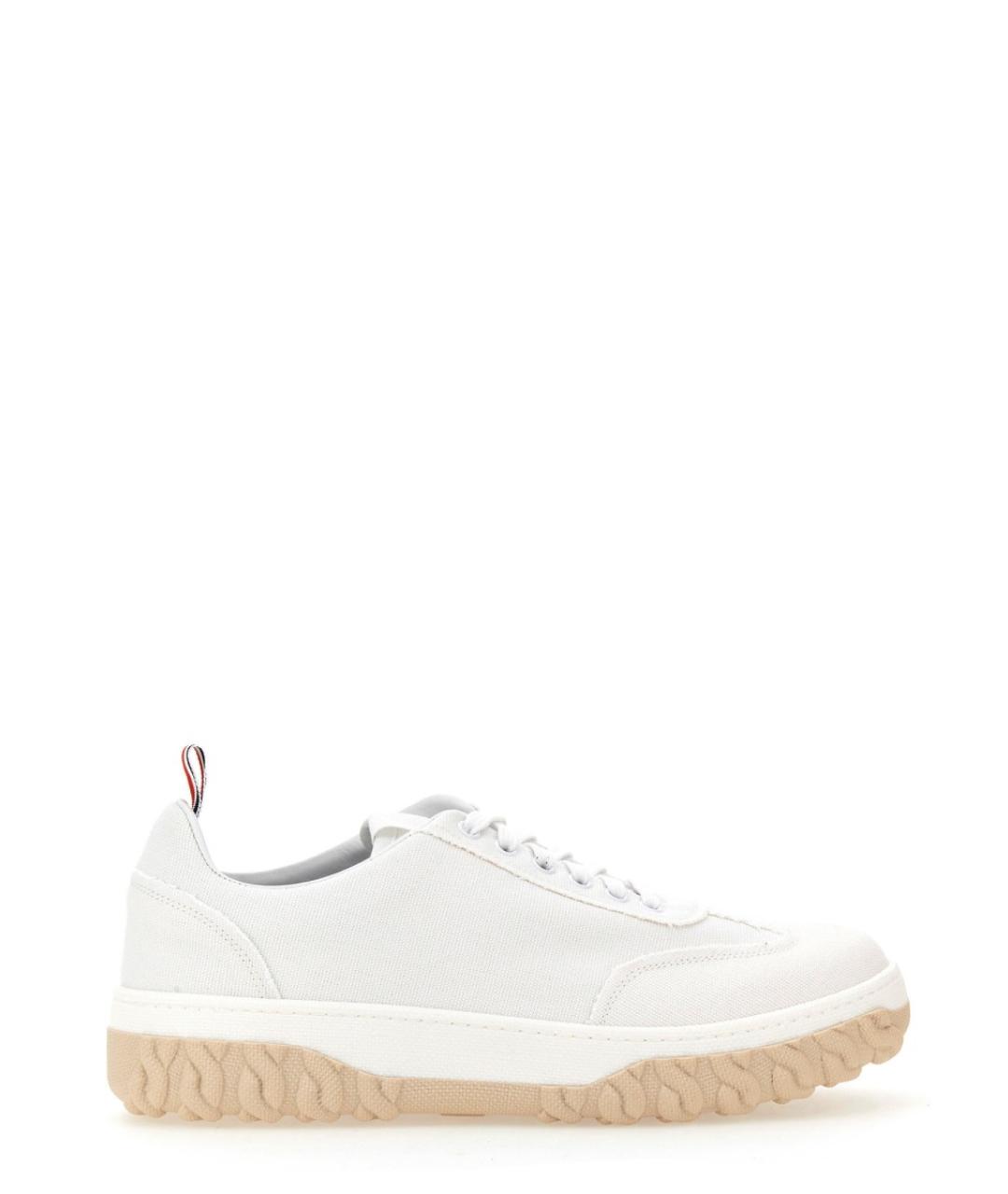 THOM BROWNE Белые текстильные низкие кроссовки / кеды, фото 1
