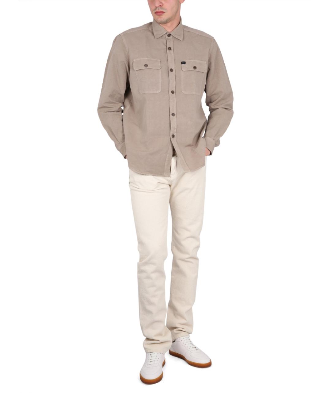 FAY Коричневая хлопковая кэжуал рубашка, фото 2