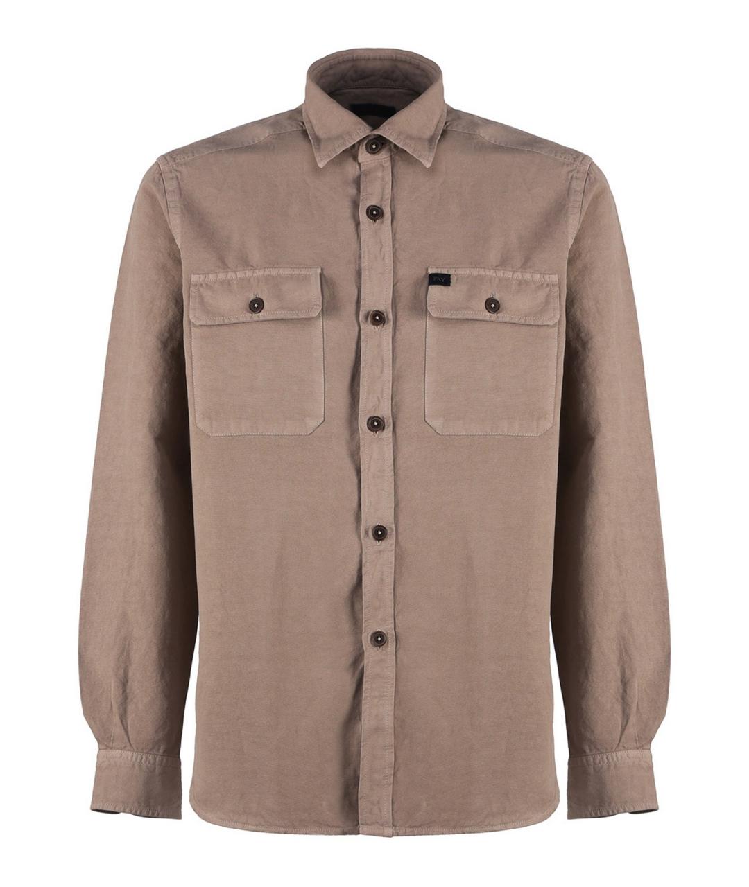 FAY Коричневая хлопковая кэжуал рубашка, фото 1