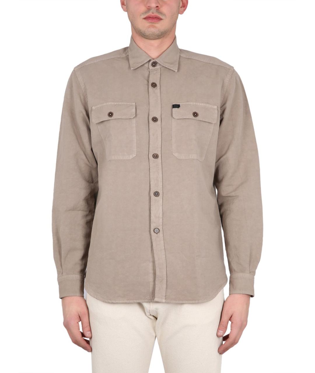 FAY Коричневая хлопковая кэжуал рубашка, фото 5
