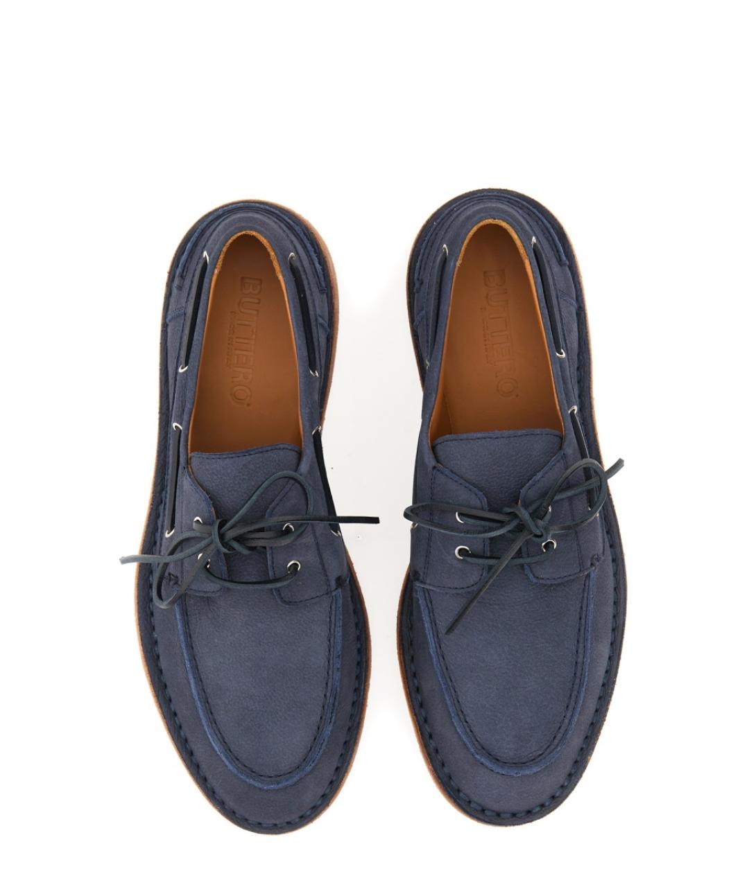 BUTTERO Синие кожаные лоферы, фото 2