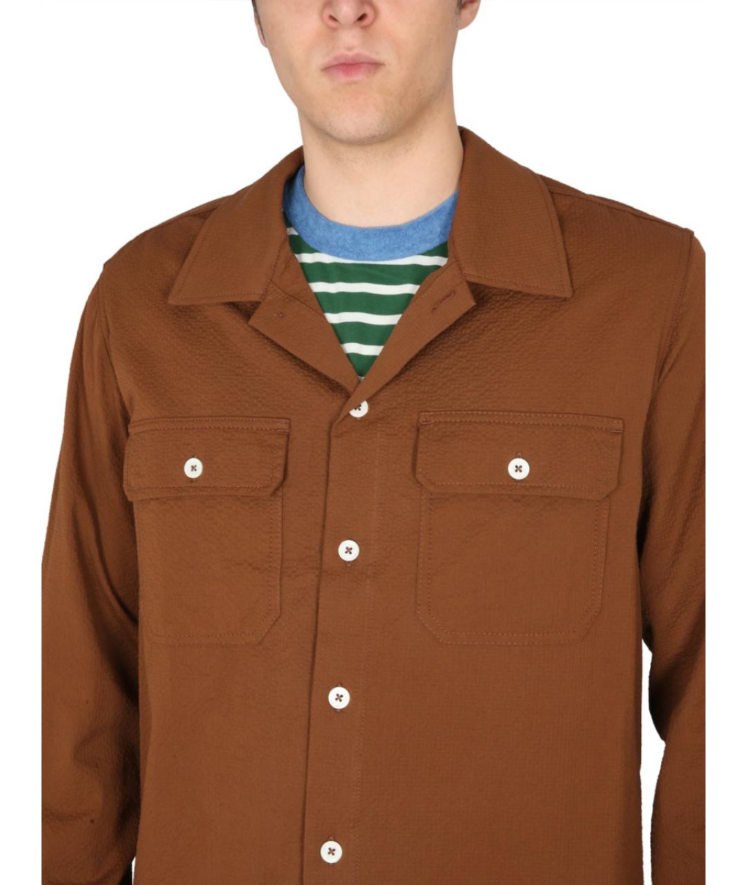 HOWLIN Коричневая хлопковая кэжуал рубашка, фото 4