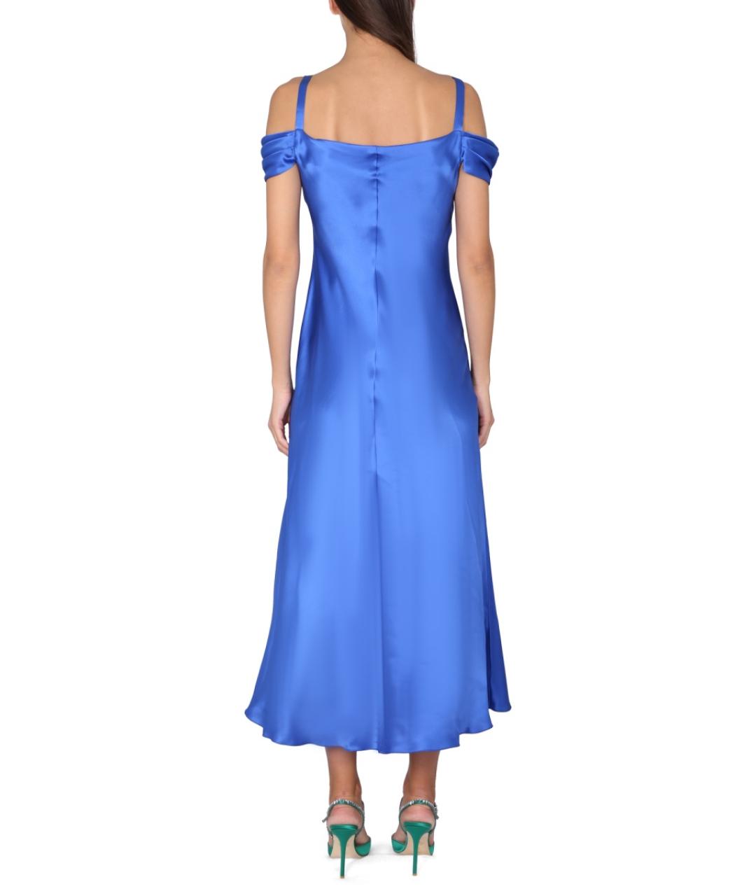 ALBERTA FERRETTI Синее шелковое коктейльное платье, фото 4