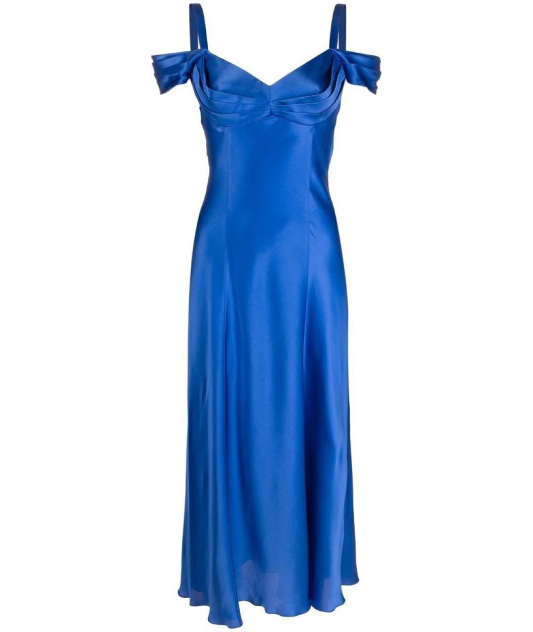 ALBERTA FERRETTI Синее шелковое коктейльное платье, фото 1