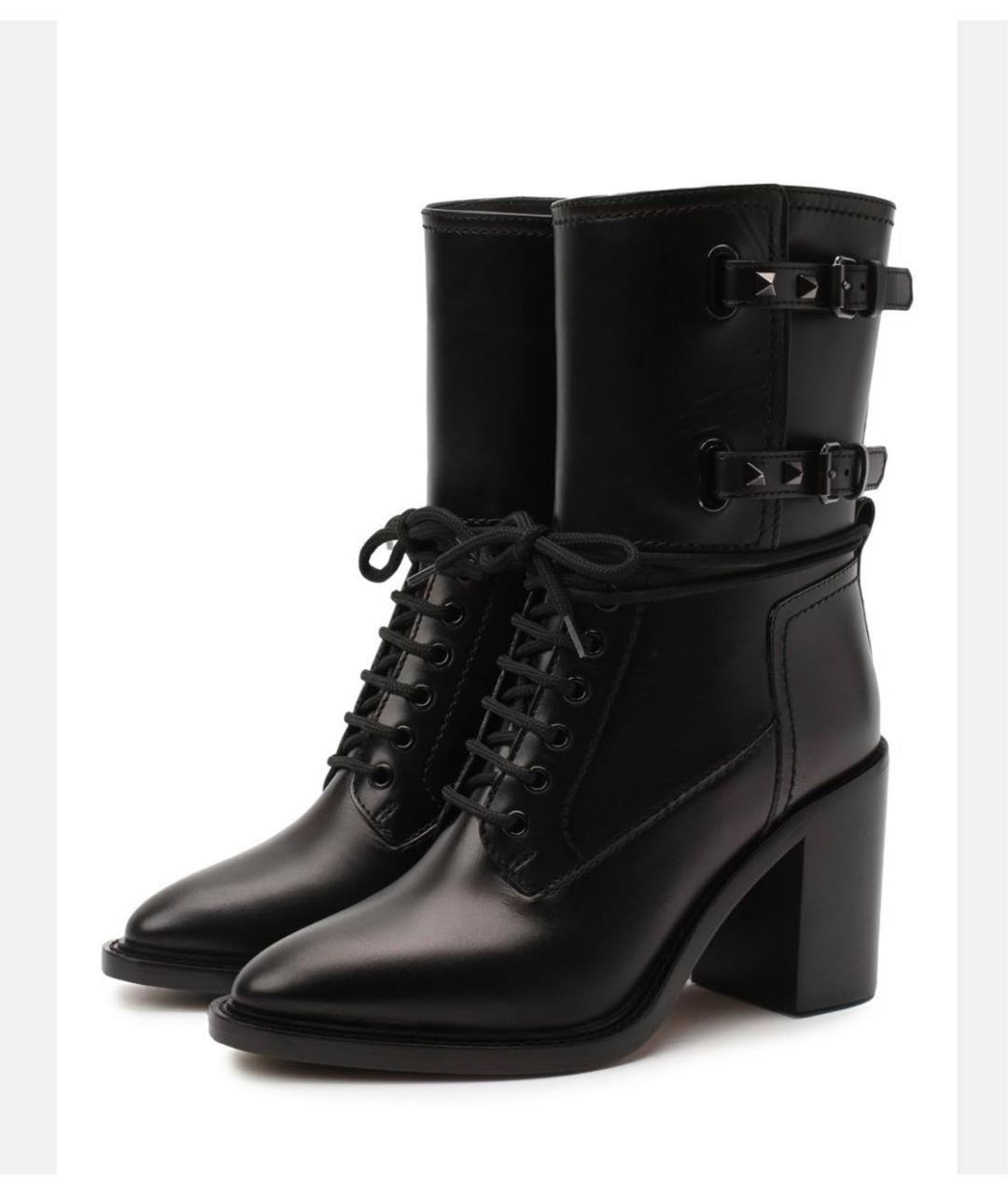 VALENTINO Черные кожаные полусапоги, фото 7