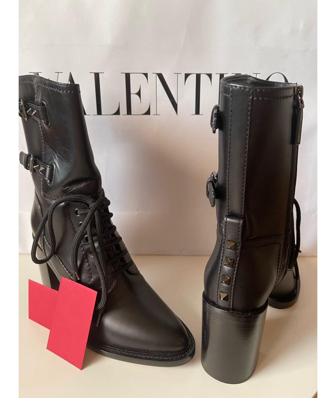 VALENTINO Черные кожаные полусапоги, фото 4