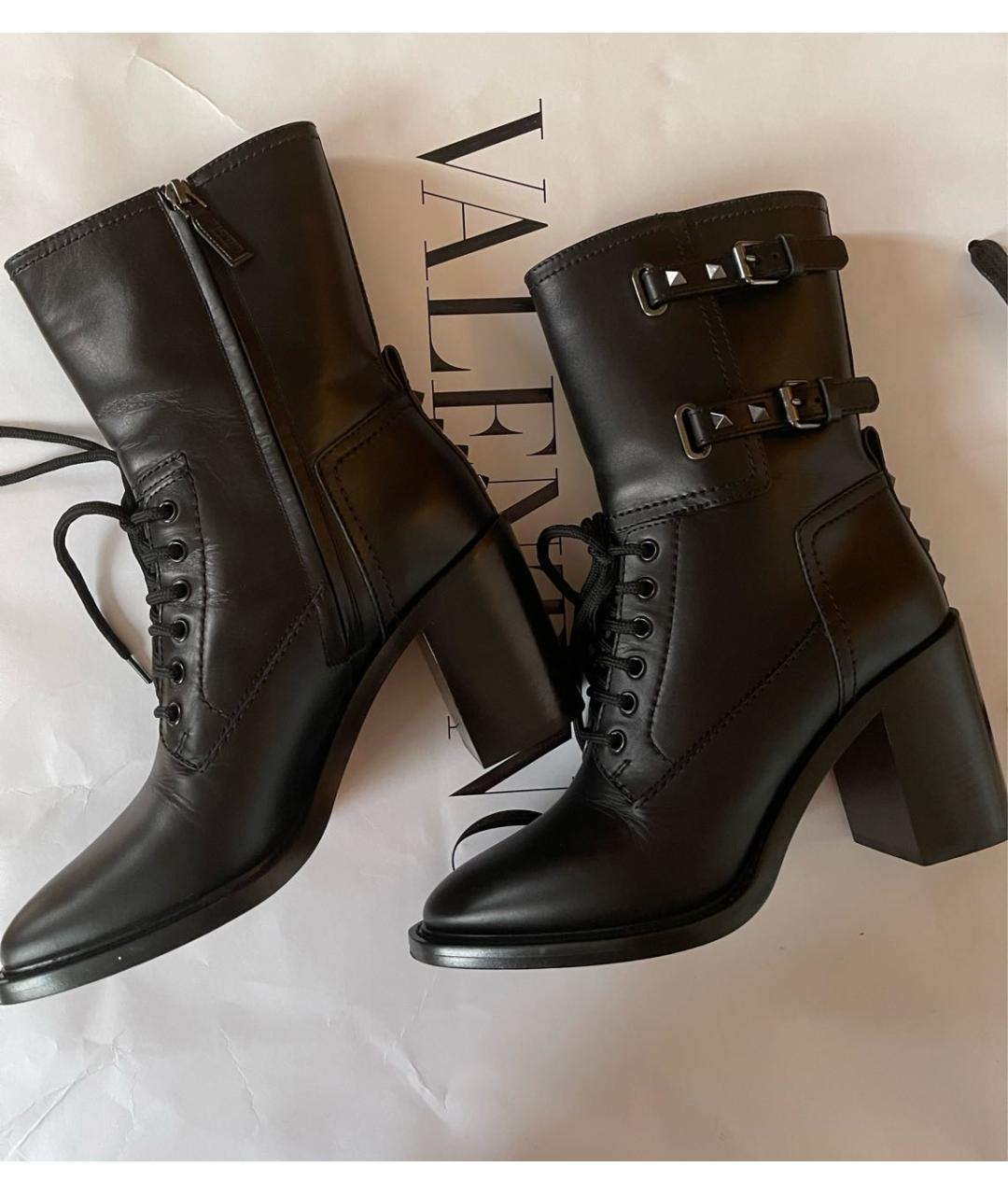 VALENTINO Черные кожаные полусапоги, фото 3