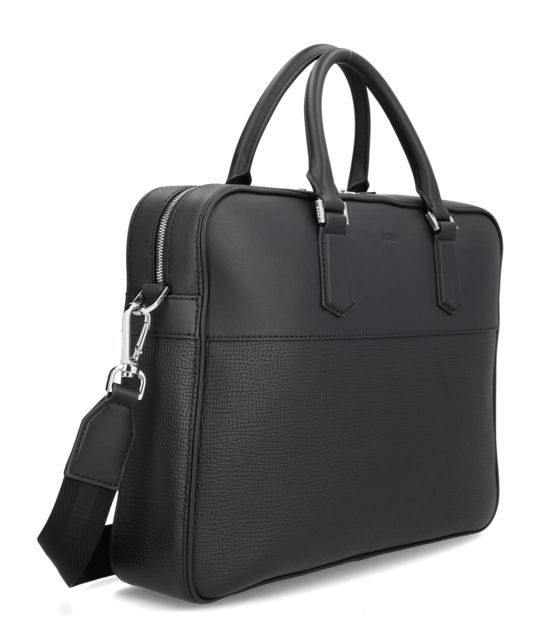HUGO BOSS Черный кожаный портфель, фото 3