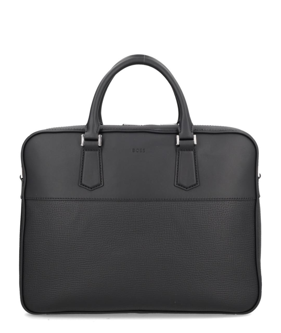 HUGO BOSS Черный кожаный портфель, фото 1