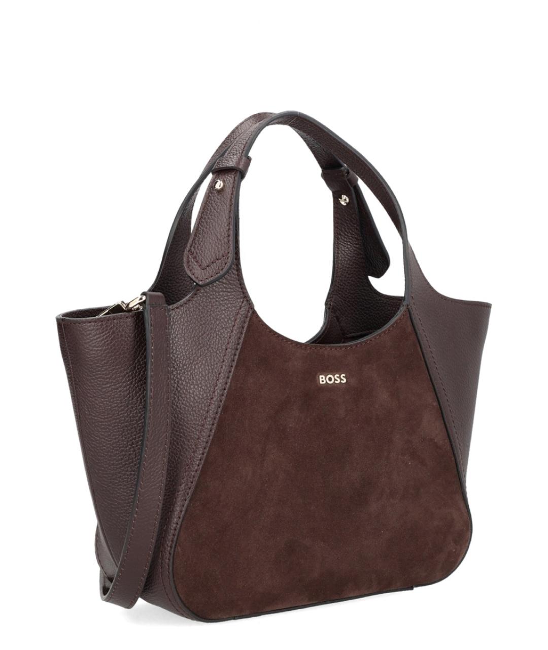 HUGO BOSS Бордовая кожаная сумка тоут, фото 3