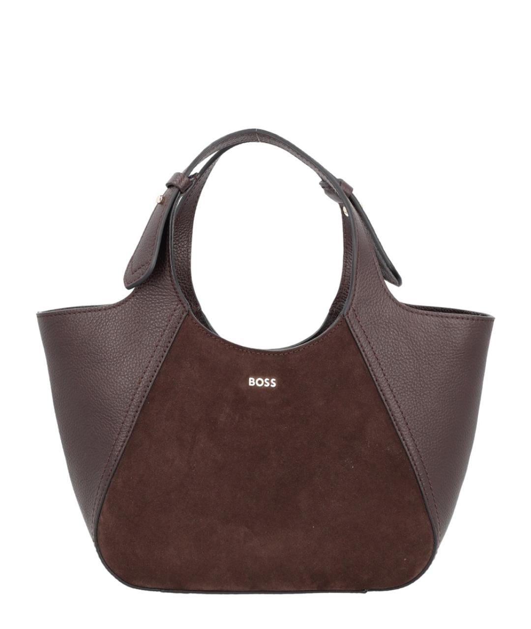 HUGO BOSS Бордовая кожаная сумка тоут, фото 1