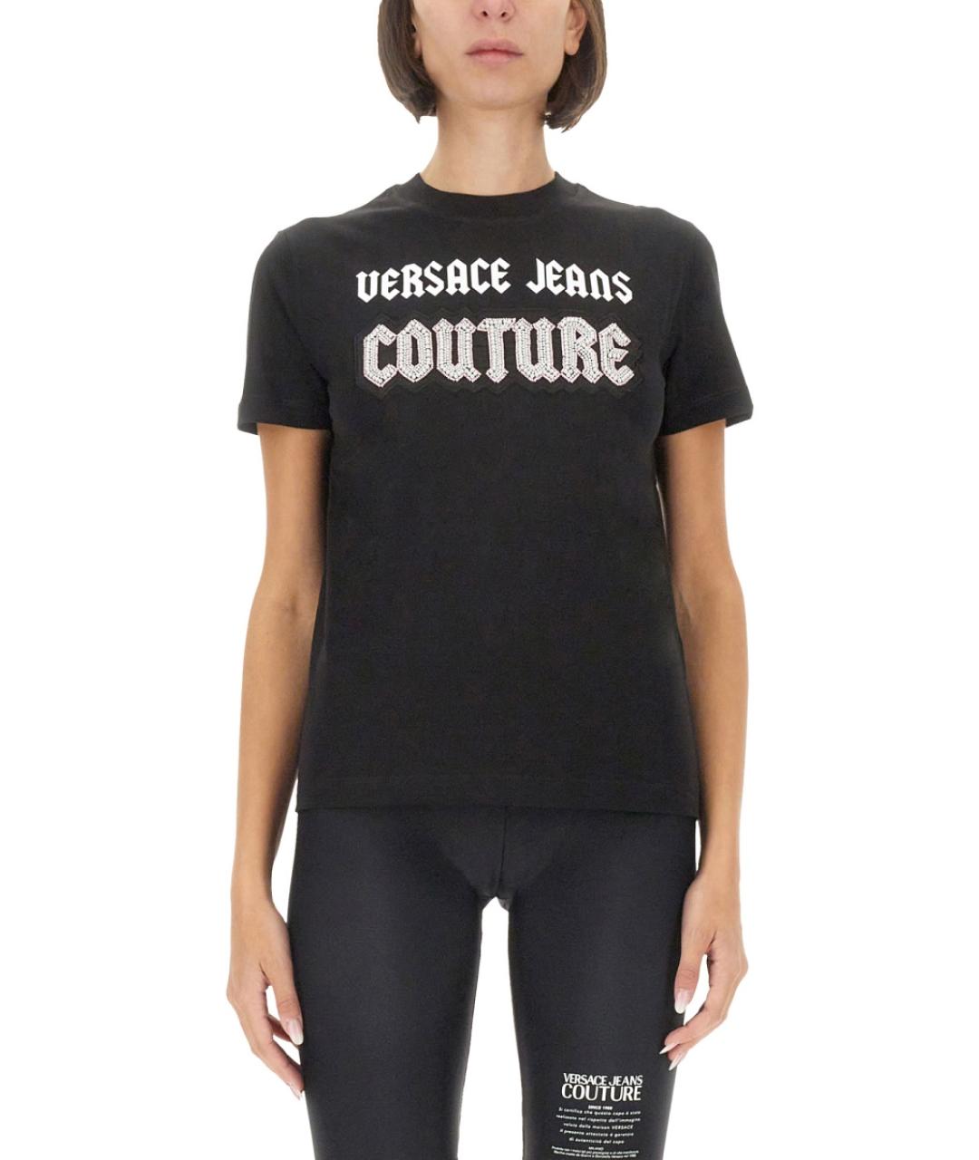 VERSACE JEANS COUTURE Черная хлопковая футболка, фото 2