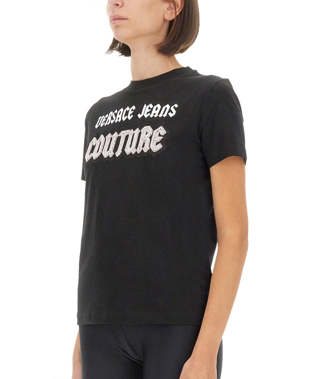 VERSACE JEANS COUTURE Черная хлопковая футболка, фото 4