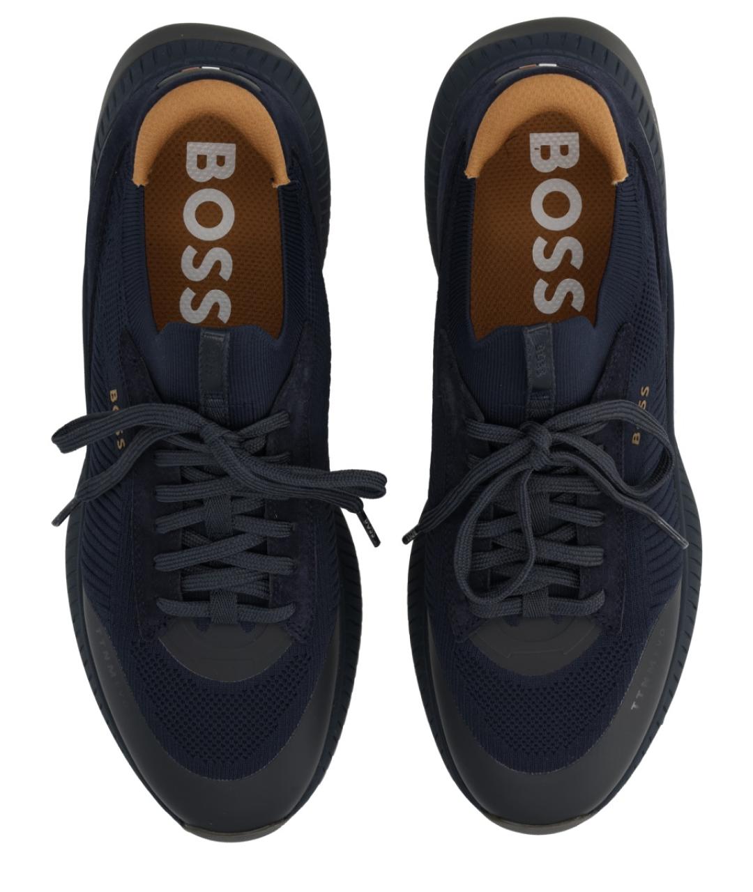 HUGO BOSS Черные кожаные низкие кроссовки / кеды, фото 5