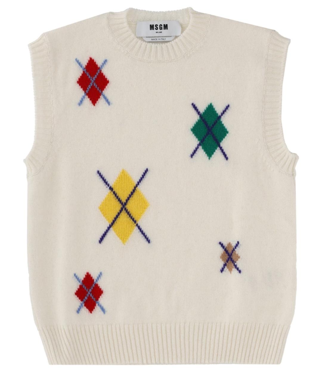 MSGM Белая шерстяная жилетка, фото 1