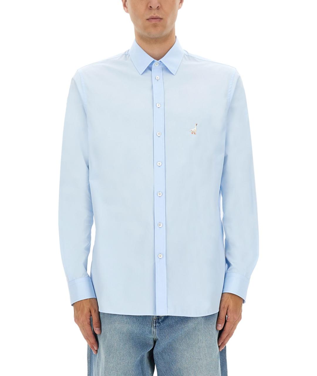 MOSCHINO Синяя хлопковая кэжуал рубашка, фото 5