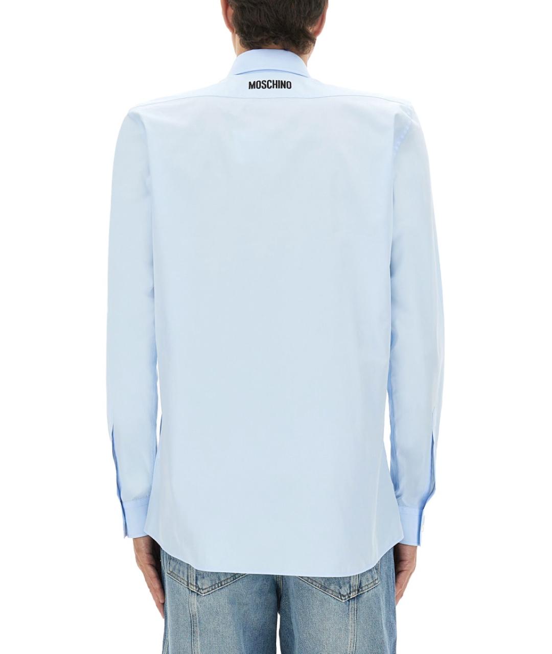 MOSCHINO Синяя хлопковая кэжуал рубашка, фото 3