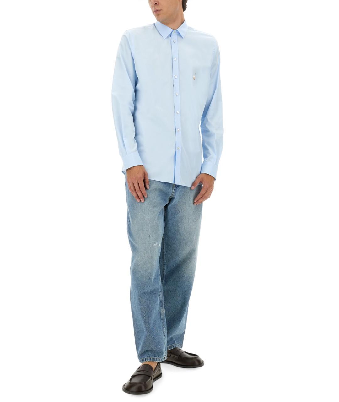 MOSCHINO Синяя хлопковая кэжуал рубашка, фото 2