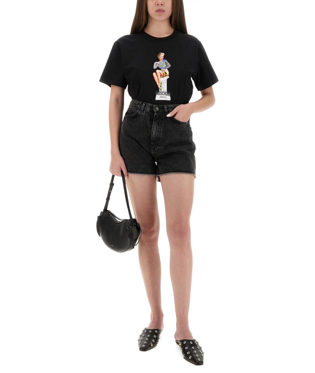 MOSCHINO JEANS Черная хлопковая футболка, фото 2