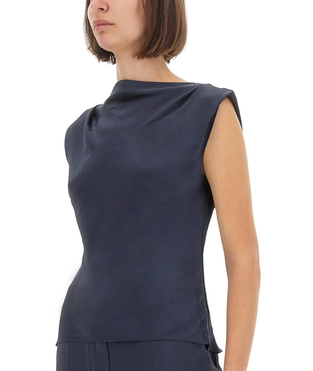 THEORY Синяя полиэстеровая блузы, фото 4