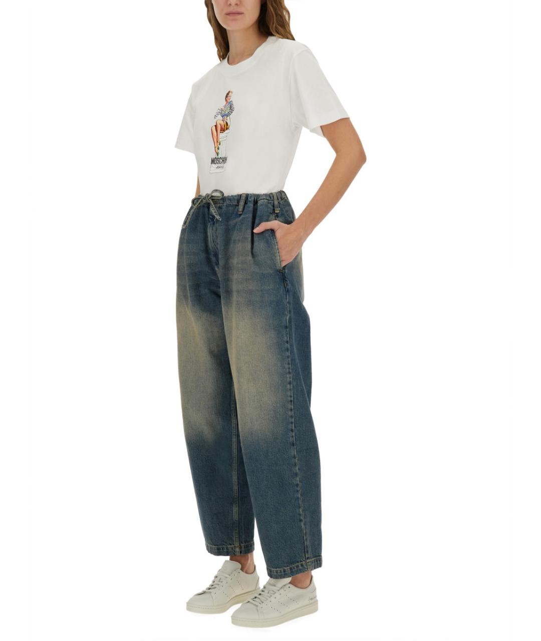 MOSCHINO JEANS Синие хлопковые прямые джинсы, фото 2