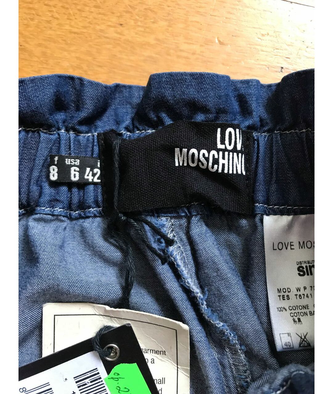 LOVE MOSCHINO Синие деним прямые брюки, фото 3