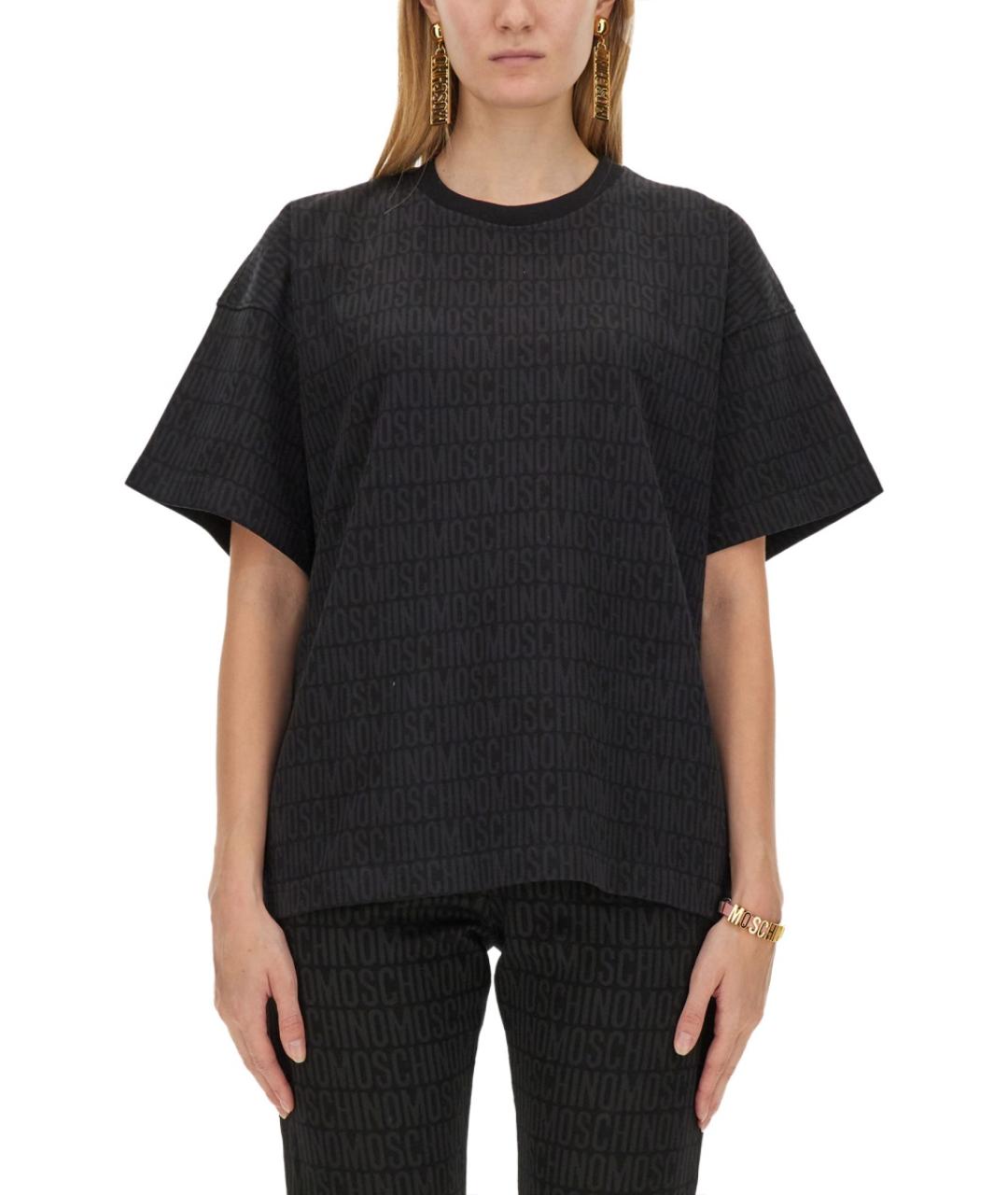 MOSCHINO Черная хлопковая футболка, фото 2