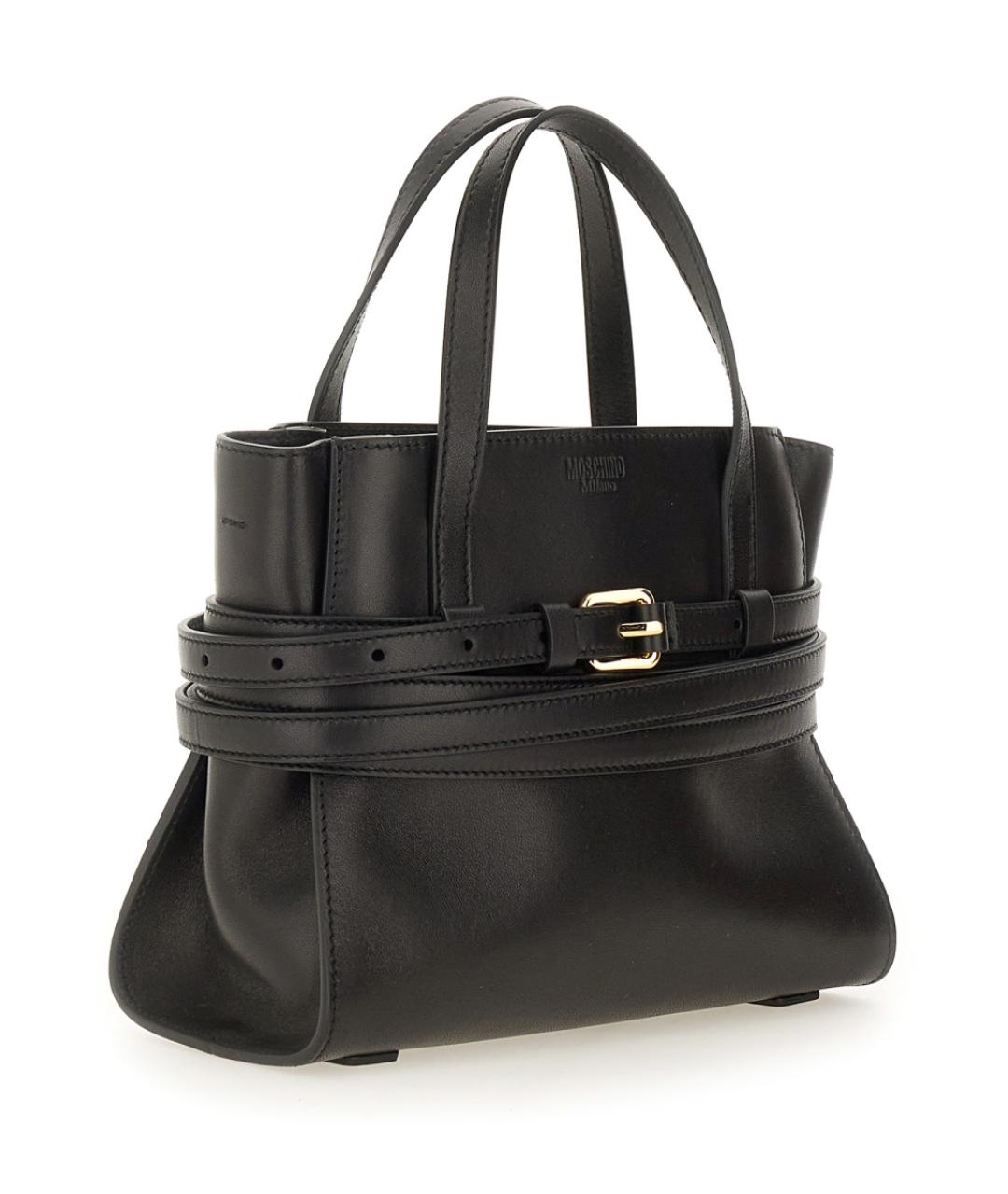 MOSCHINO Черная кожаная сумка тоут, фото 3