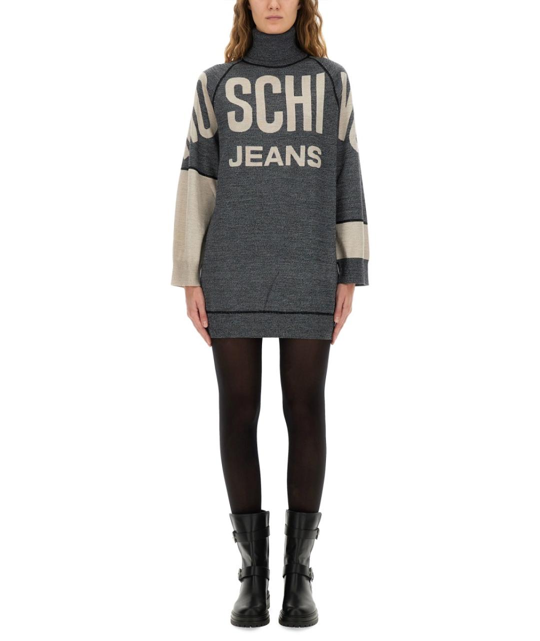 MOSCHINO JEANS Серое шерстяное повседневное платье, фото 5