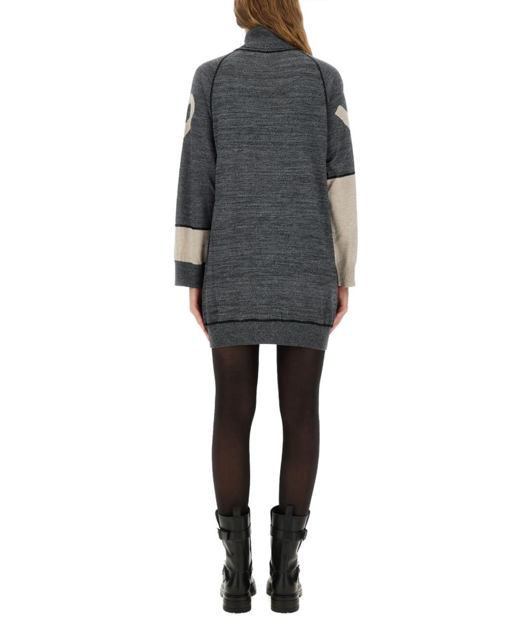 MOSCHINO JEANS Серое шерстяное повседневное платье, фото 3