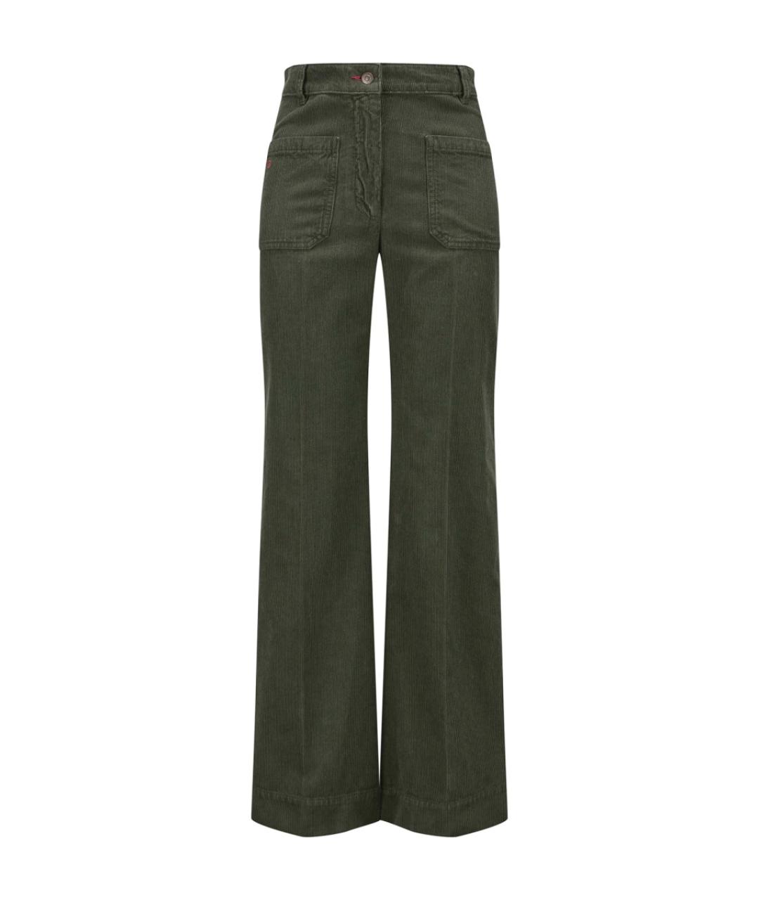 VICTORIA BECKHAM Зеленые хлопковые прямые джинсы, фото 1