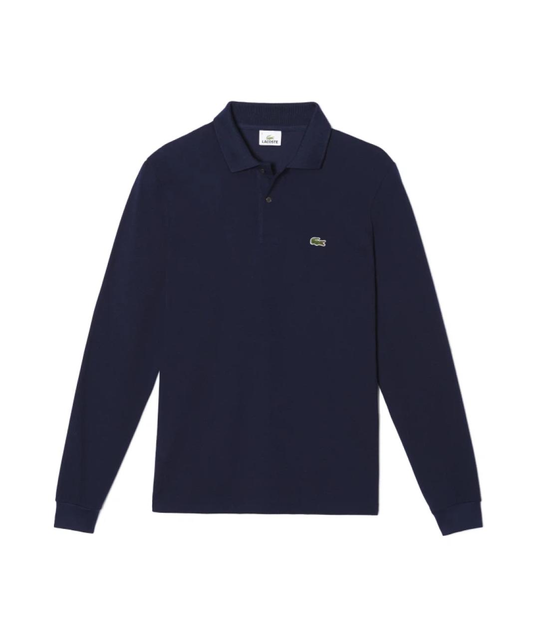 LACOSTE Синее хлопковое поло с длинным рукавом, фото 1