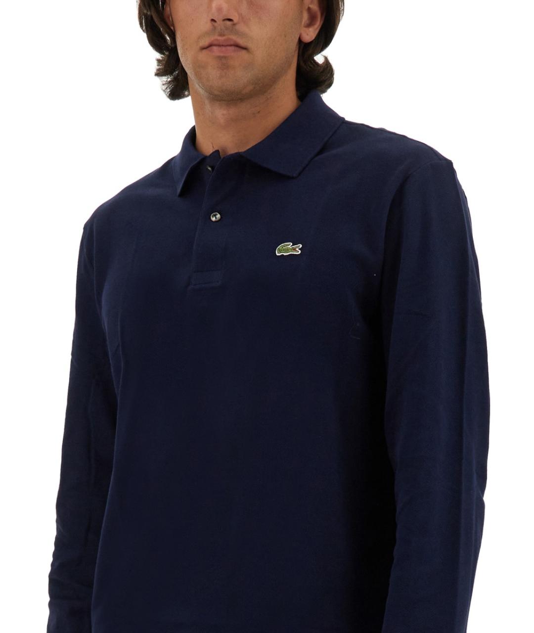 LACOSTE Синее хлопковое поло с длинным рукавом, фото 4