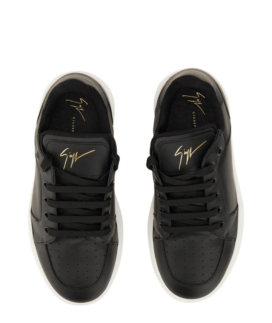 GIUSEPPE ZANOTTI DESIGN Черные кожаные низкие кроссовки / кеды, фото 2