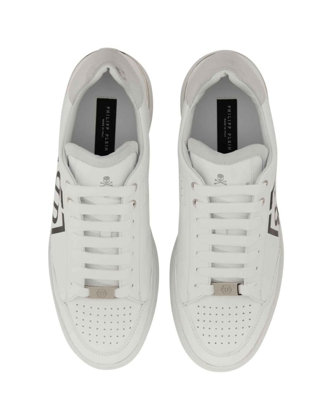 PHILIPP PLEIN Белые кожаные низкие кроссовки / кеды, фото 6