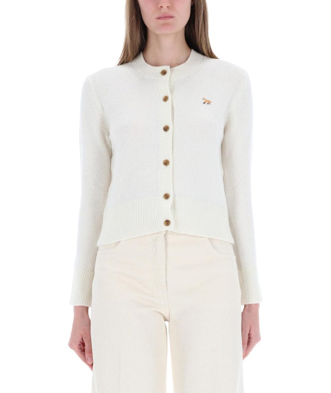 MAISON KITSUNE Бежевый шерстяной кардиган, фото 4