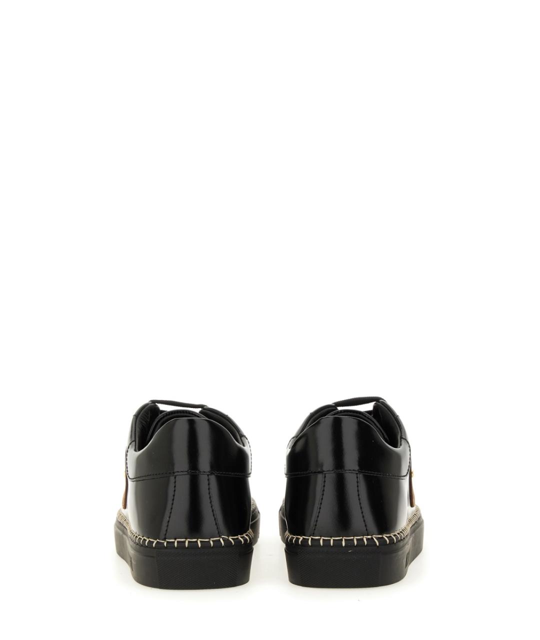 MOSCHINO Черные кожаные низкие кроссовки / кеды, фото 3