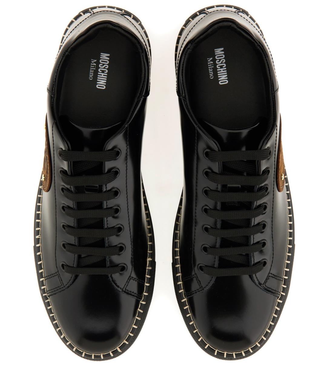 MOSCHINO Черные кожаные низкие кроссовки / кеды, фото 6