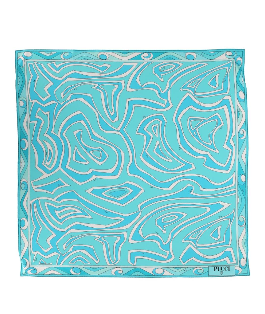 PUCCI Голубой шелковый платок, фото 1