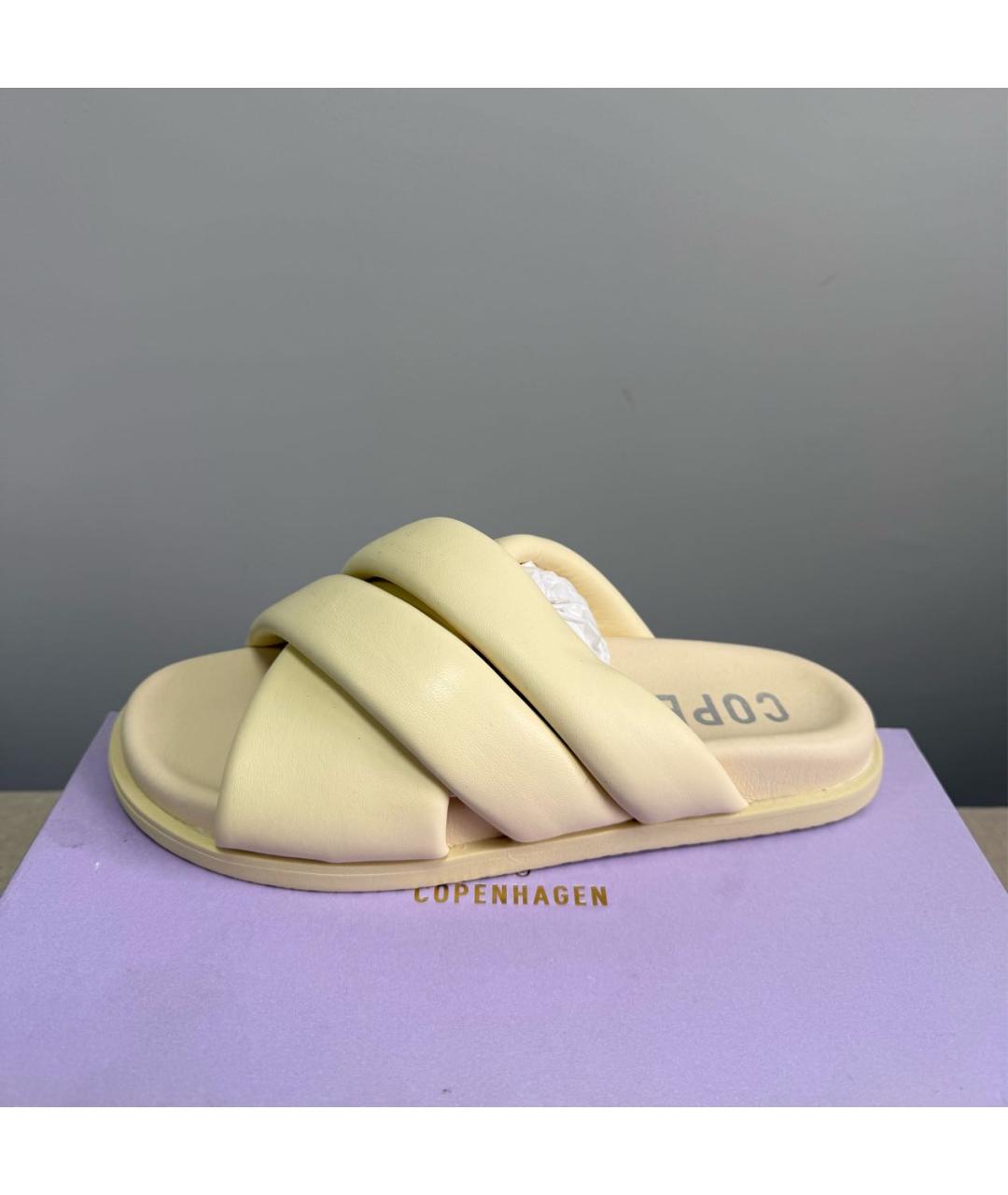 COPENHAGEN Бежевые кожаные шлепанцы, фото 6