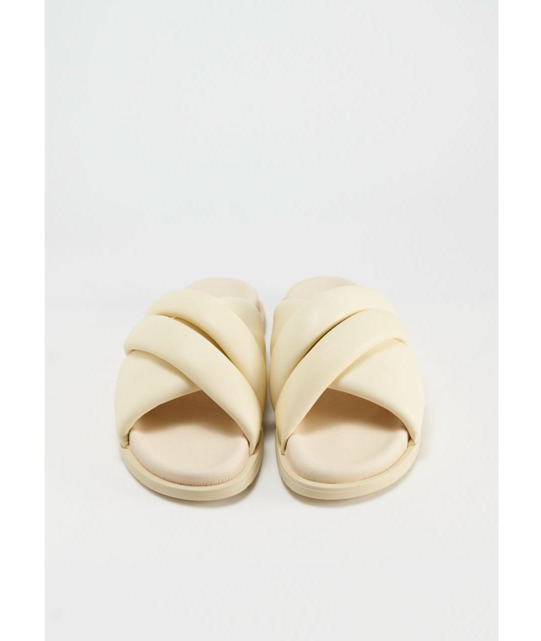 COPENHAGEN Бежевые кожаные шлепанцы, фото 3