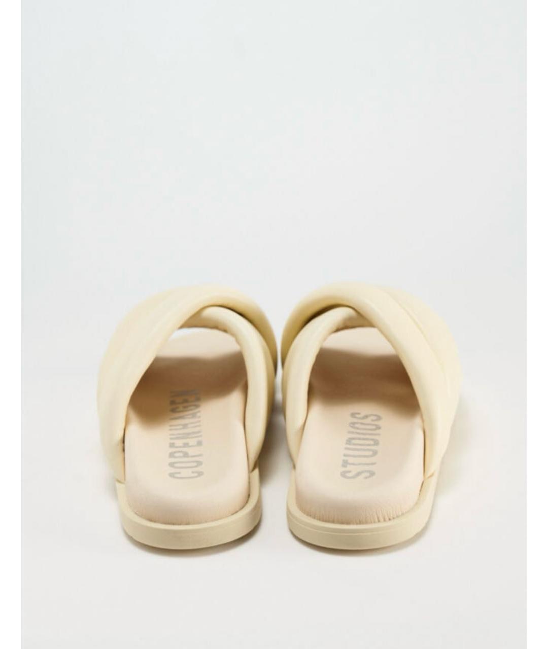 COPENHAGEN Бежевые кожаные шлепанцы, фото 5