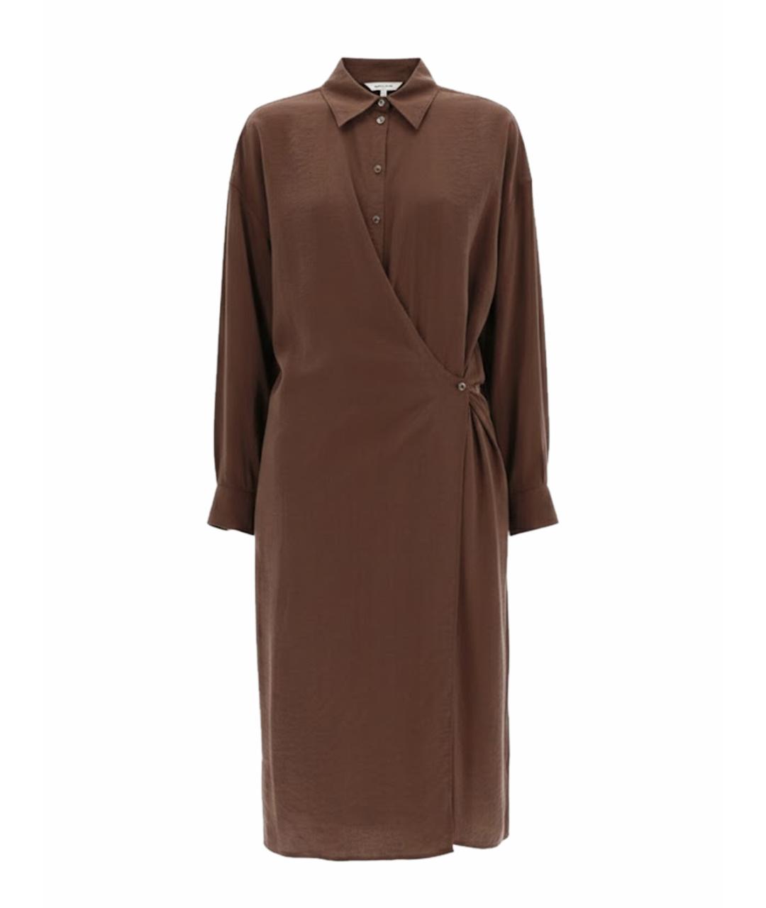 LEMAIRE Коричневое шелковое повседневное платье, фото 1