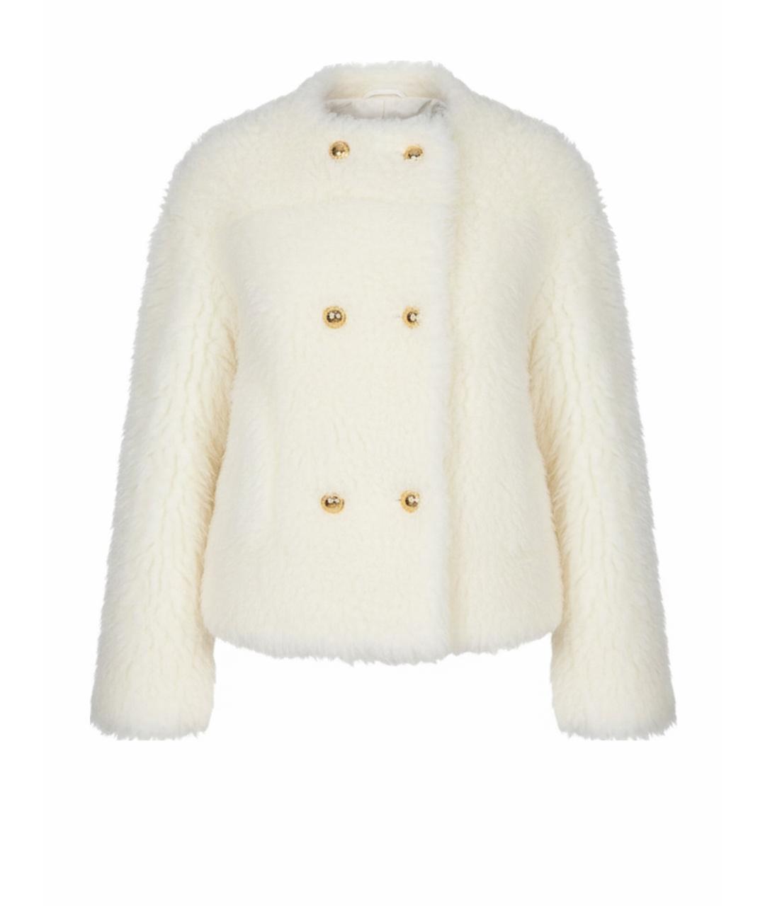 CELINE Белая шерстяная шуба, фото 1