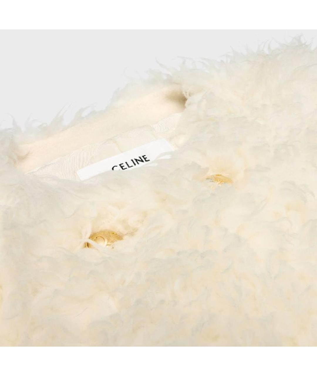 CELINE Белая шерстяная шуба, фото 5