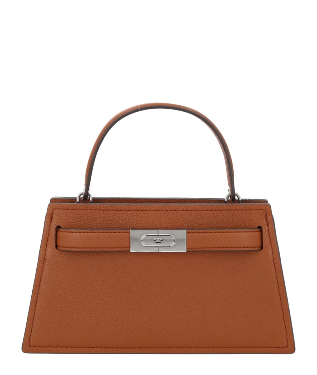 TORY BURCH Коричневая кожаная сумка с короткими ручками, фото 1