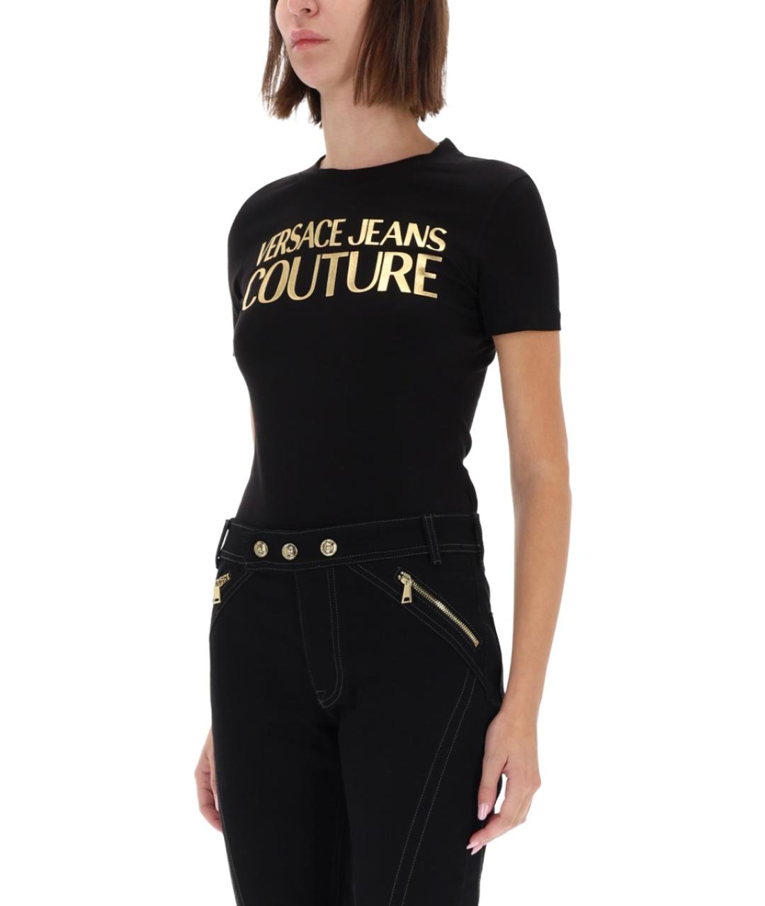 VERSACE JEANS COUTURE Черная хлопковая футболка, фото 4