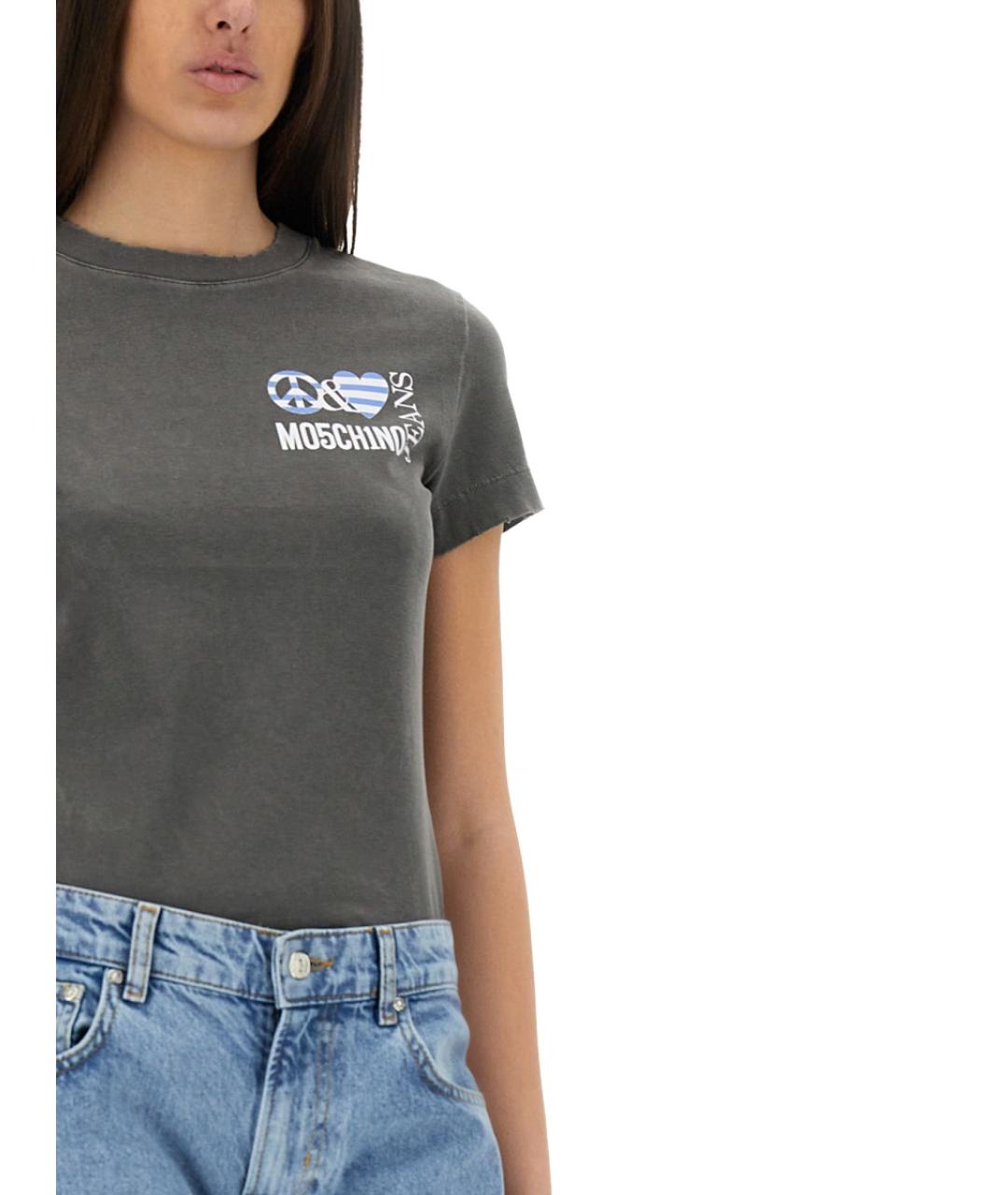 MOSCHINO JEANS Черная хлопковая футболка, фото 4