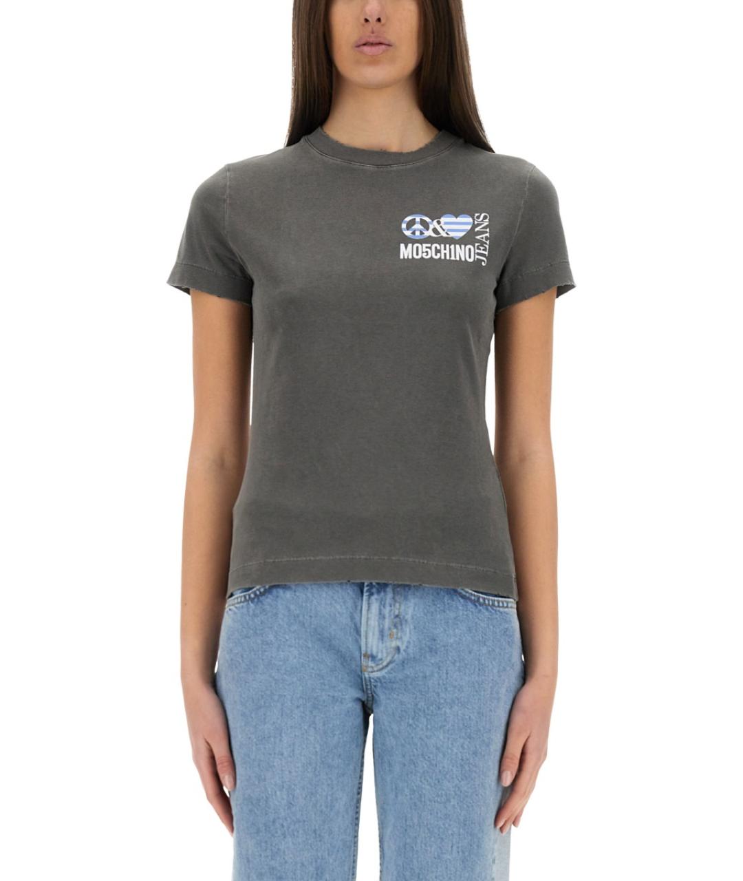 MOSCHINO JEANS Черная хлопковая футболка, фото 5